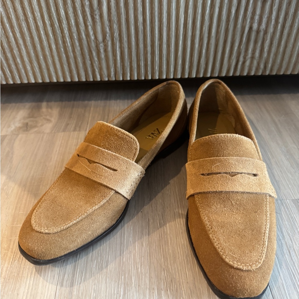 Zara Suede Penny Loafers